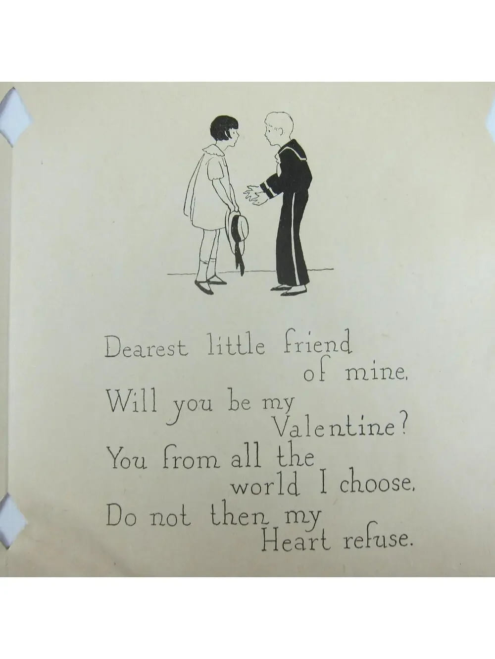 Antique Valentine Art Deco Blonde Girls Boy Flowers Gold Embossed Die cut Bifold